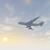 旅客機｜夕陽｜空 - 観光旅行｜無料イラスト素材