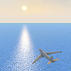 海｜ジェット機｜空 - 観光旅行｜無料イラスト素材