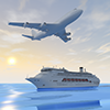 旅客機｜豪華客船 - 観光旅行｜無料イラスト素材