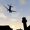 旅客機｜夕暮れ - 観光旅行｜無料イラスト素材