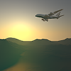 夕陽｜ジェット機 - 観光旅行｜無料イラスト素材
