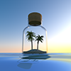 瓶｜ヤシの木｜海 - 観光旅行｜無料イラスト素材
