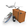 旅客機｜船｜カバン - 観光旅行｜無料イラスト素材