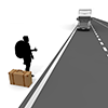 男性｜ヒッチハイク｜トラック - 観光旅行｜無料イラスト素材